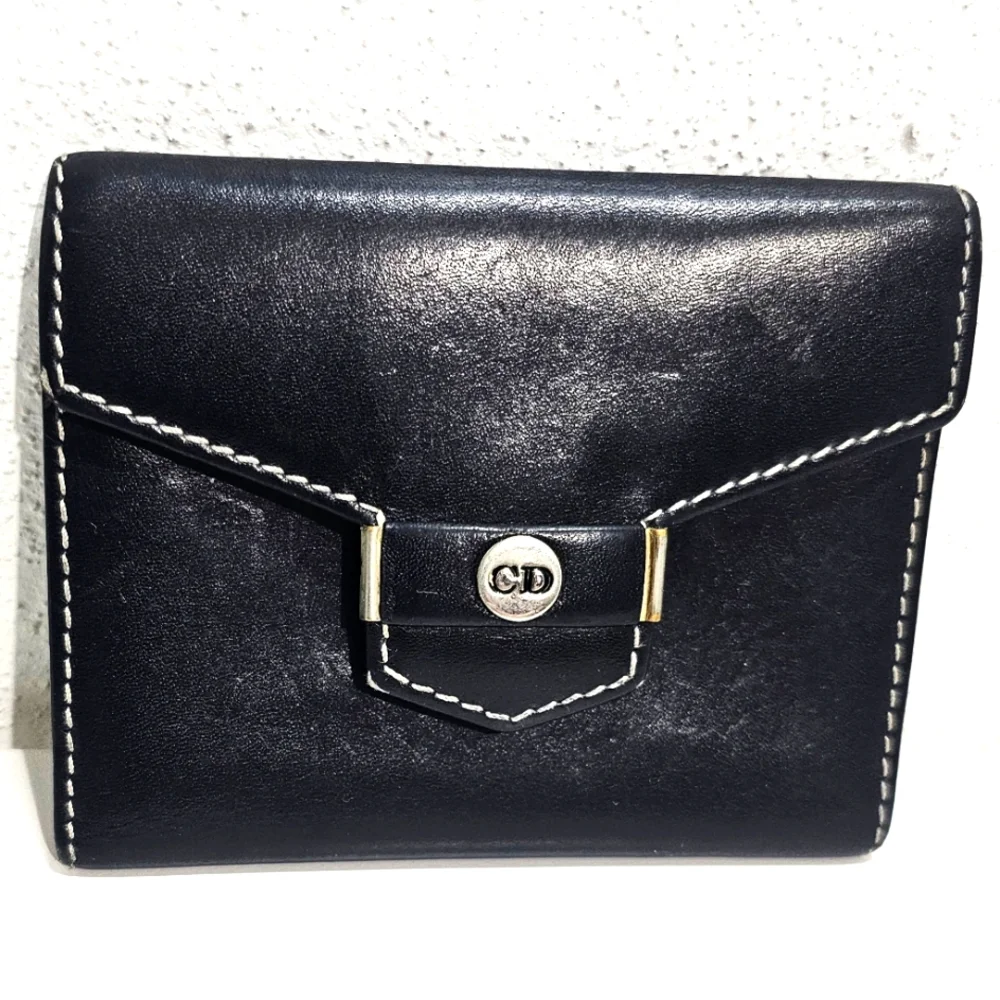 Christian Dior Leather Card Case Black Card Holder